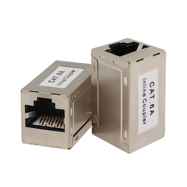 CAT6A FTP ป้องกัน 180 องศา RJ45 Keystone Jack Inline Coupler